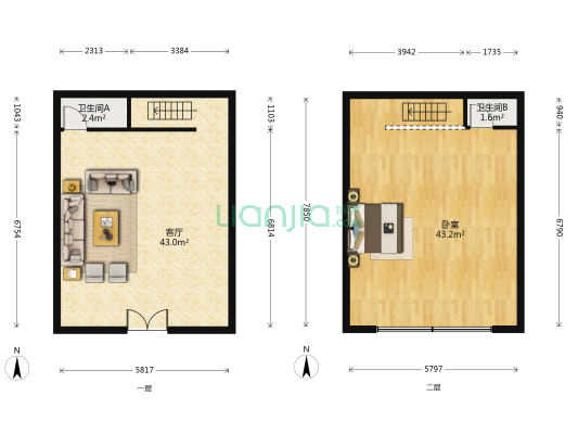 光彩大市场 1室1厅2卫 100平方