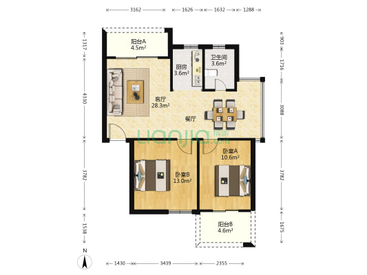 梅湖新村 2室1厅1卫 87平方