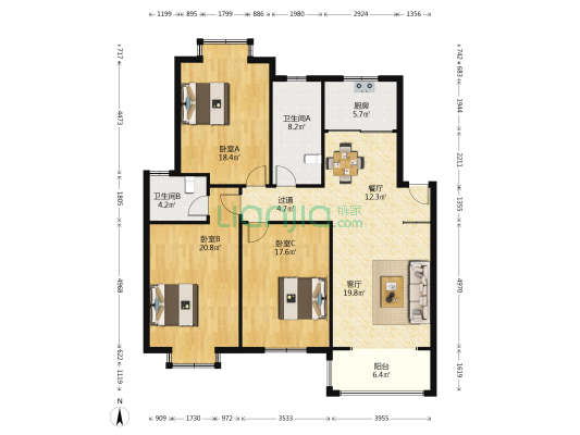嘉禾星城 3室2厅2卫 141平方