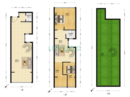 天阔心筑 3室2厅2卫 87平方