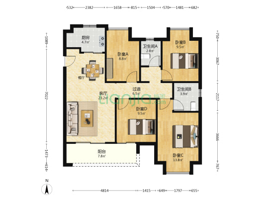 正荣棠悦 4室1厅2卫 118平方