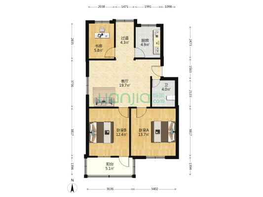 人民南路58弄 3室1厅1卫 79平方