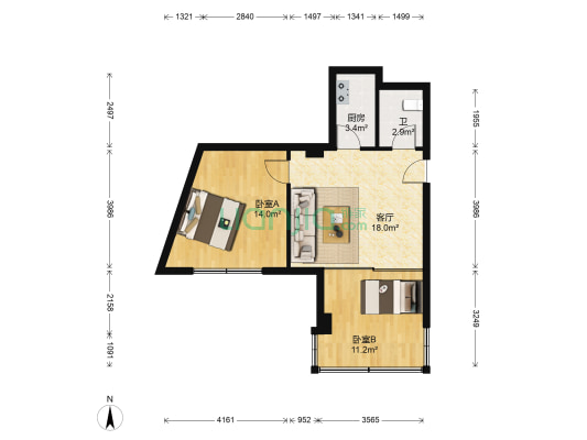 新河公寓 2室1厅1卫 74平方