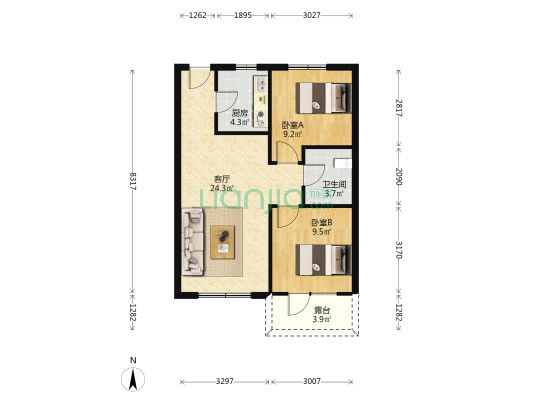 裕湾豪庭 2室1厅1卫 79平方