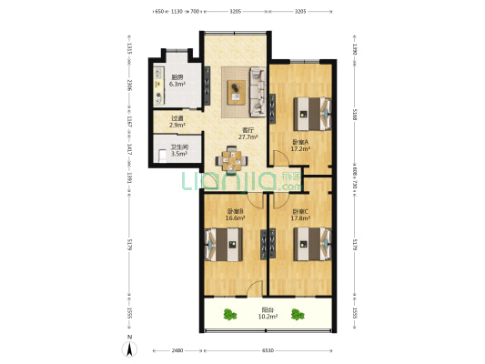 上营坊 3室1厅1卫 91平方