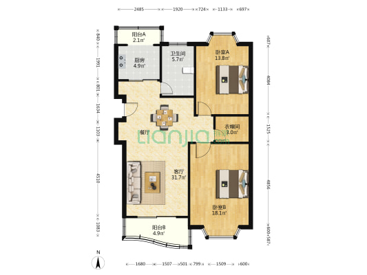 锦澳家园 2室1厅1卫 103平方