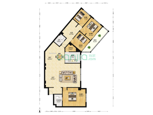 深港大厦 4室2厅2卫 196平方