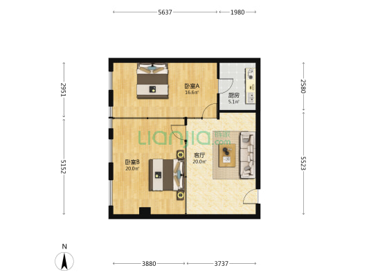 昶荣大厦 2室1厅0卫 93平方