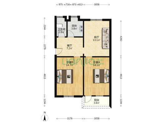 铜陵路196号 2室2厅1卫 70平方