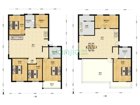 山水人家 5室2厅3卫 211平方