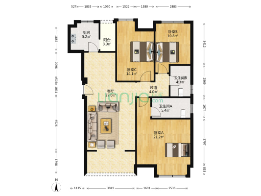 悦荣府 3室1厅2卫 120平方