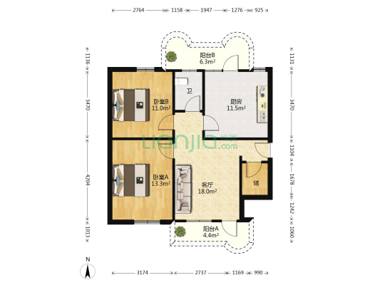 南湾南路6015号 2室1厅1卫 88平方