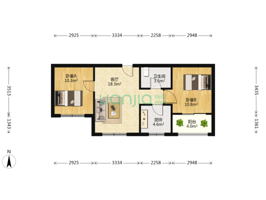 逸香园小区 2室1厅1卫 66平方