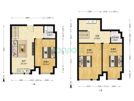 东尚领域 3室1厅2卫 110平方