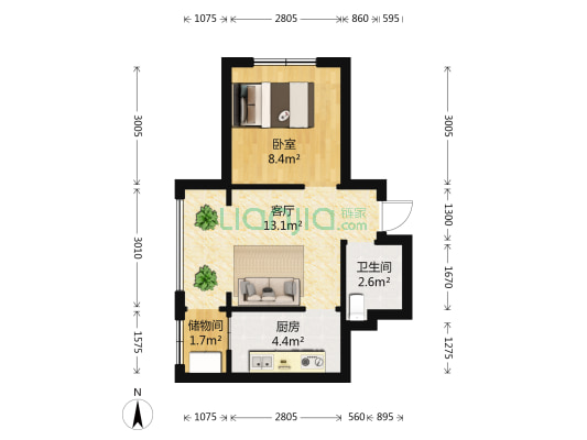 恒大御景湾一期 1室1厅1卫 48平方