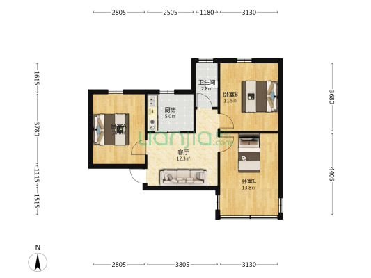 老检察院宿舍 3室1厅1卫 70平方