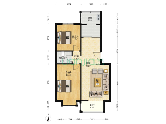 金安苑 2室1厅1卫 94平方