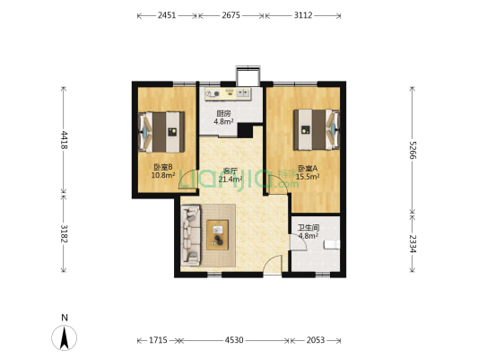 华阳公寓 2室1厅1卫 77平方