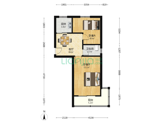 崇宁路 2室1厅1卫 52平方