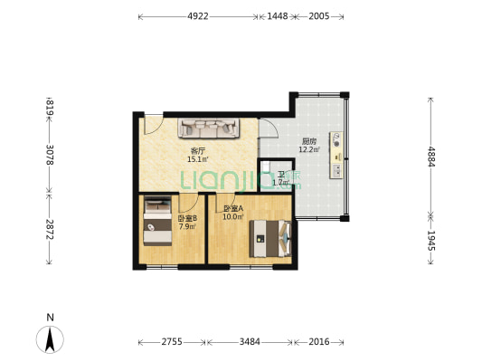 南岳路5号 2室1厅1卫 53平方