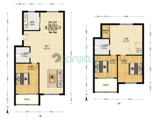 竹园二村 3室1厅2卫 141平方
