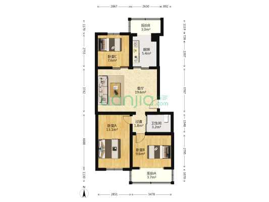 北四环东路 3室1厅1卫 81平方