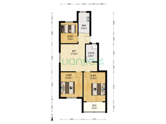 西华东村社区 3室1厅1卫 82平方