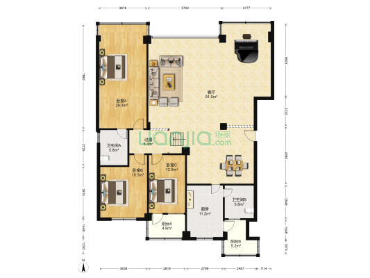 信合大厦（江津） 3室1厅2卫 228平方