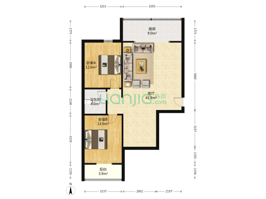 九鼎京华苑 2室1厅1卫 118平方