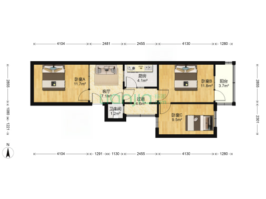 少华小区 3室1厅1卫 63平方