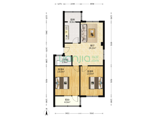 农行小区（青年南街） 2室1厅1卫 79平方