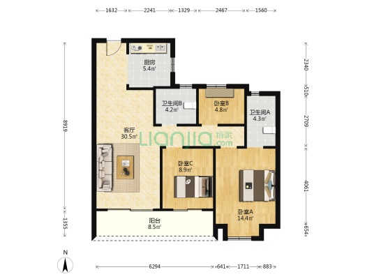 春语文澜府 3室1厅2卫 99平方