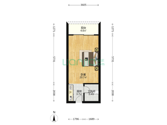 君隆财富大厦 1室0厅1卫 47平方