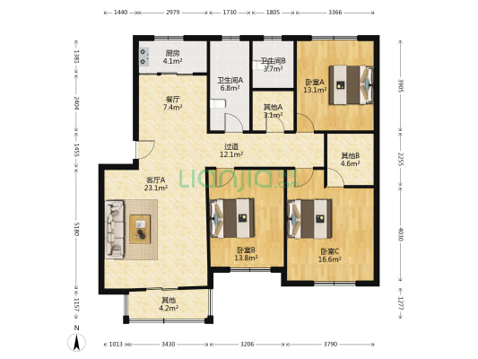融辉城二期 3室2厅2卫 129平方