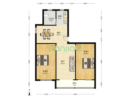 西门街160号 2室2厅1卫 104平方