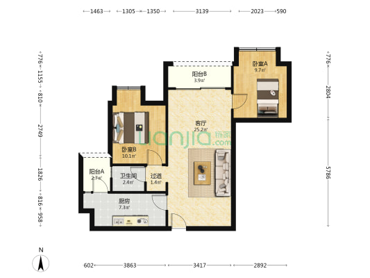 华绣锦院 2室1厅1卫 76平方