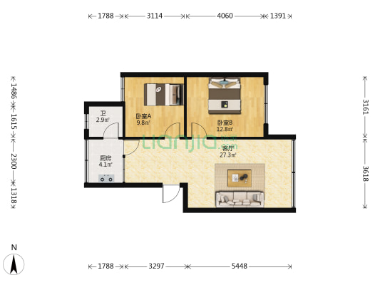 贵州橡胶配件厂电大小区 2室1厅1卫 75平方