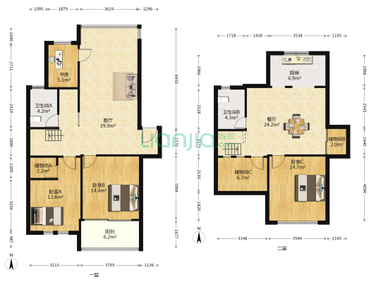 德馨家园 4室2厅2卫 127平方