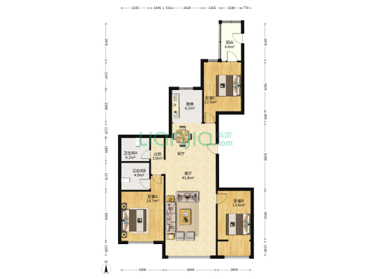 尚诚雅居 3室1厅2卫 152平方