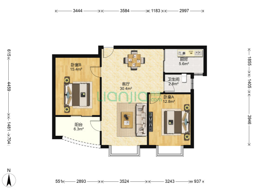 万和国际 2室1厅1卫 96平方