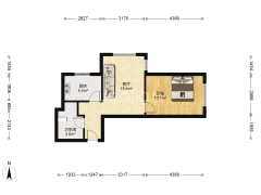 K2狮子城南区 1室1厅 东 北-涿州K2狮子城南区户型图