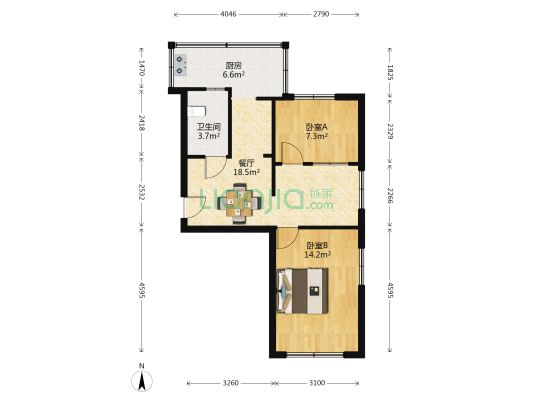 一汽30B街区 2室1厅1卫 62平方