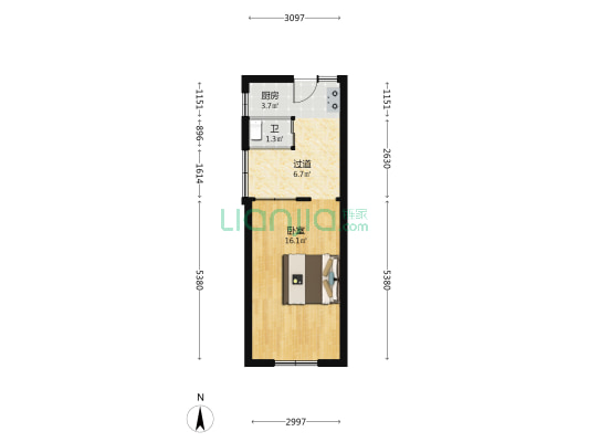 民政楼 1室0厅1卫 21平方