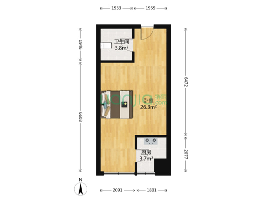 首信红星国际广场 1室0厅1卫 48平方