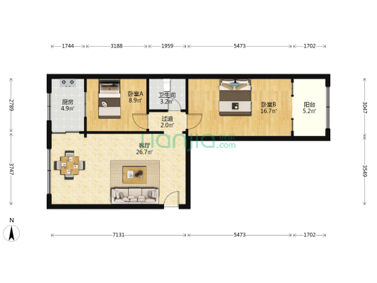检察院家属院 2室1厅1卫 83平方