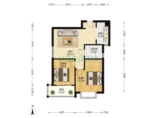 新光嘉园 2室1厅1卫 71平方