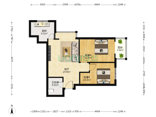 海光苑 2室1厅1卫 83平方