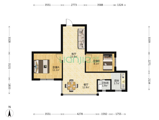 崭岭头路9号 2室2厅1卫 53平方