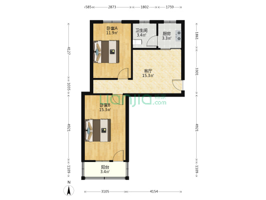 东通山弄 2室1厅1卫 63平方