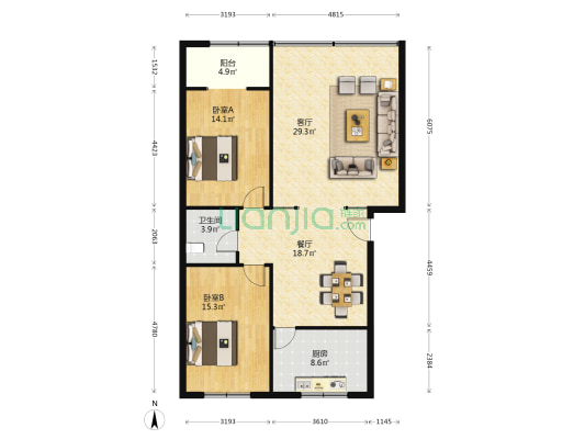 5710商住楼 2室2厅1卫 123平方